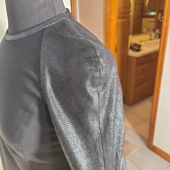 Ralph Lauren Black Label Leather Sleeve Dress - Picture 8 of 10